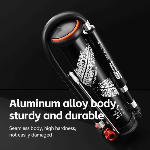 Imagen 2 del producto ROCKBROS-Bomba de aire manual para bicicleta, inflador de neumáticos Schrader Presta portátil AV/FV, accesorios para bicicleta de montaña y carretera, 220PSI