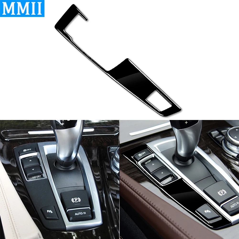 For BMW 5 Series F10 2011-2017 Piano Black Gear Shift Panel Decorative Cover Car Interior Retrofitting Accessories Sticker