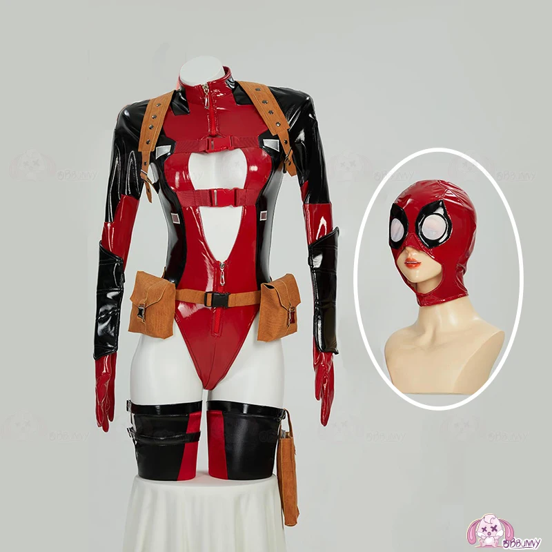 الميت بركة تأثيري حلي المرأة مثير جلدية طويلة الأكمام ارتداءها الجوارب خوذة الخصر حقيبة الدعاوى هالوين كرنفال ملابس للحفلات