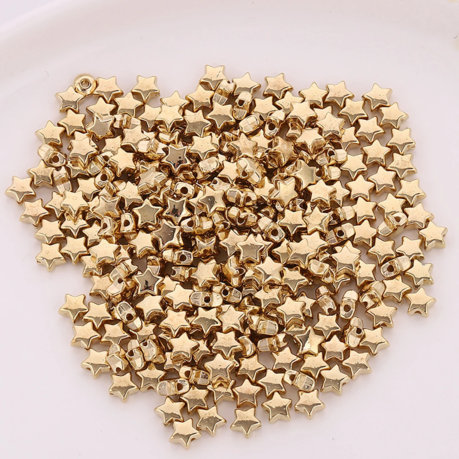 200pcs Star Spacer Beads 6mm 9mm Five Point Star Loose Beads for DIY Jewelry Making Bracelets Necklaces Earrings