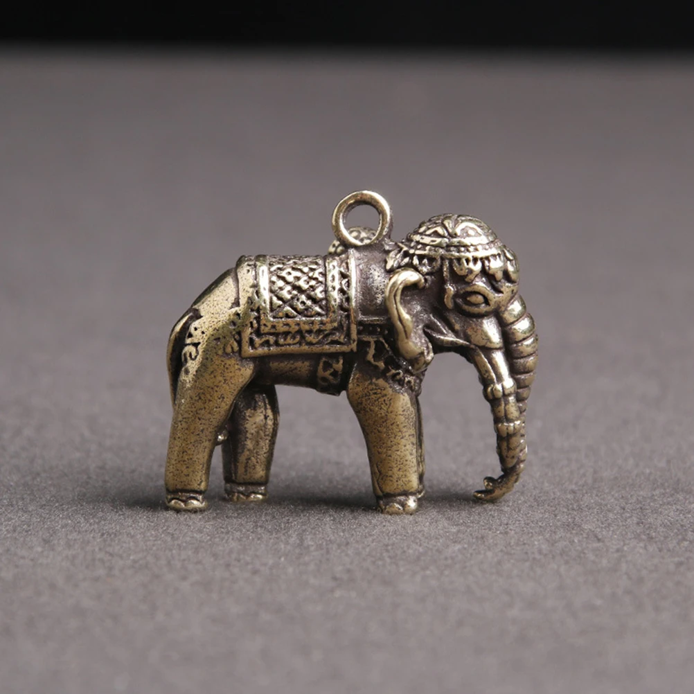 

3pcs Decorative Brass Pendant Retro Copperware Small Decorative Elephant Pendant DIY Key Accessory Hanging Accessory