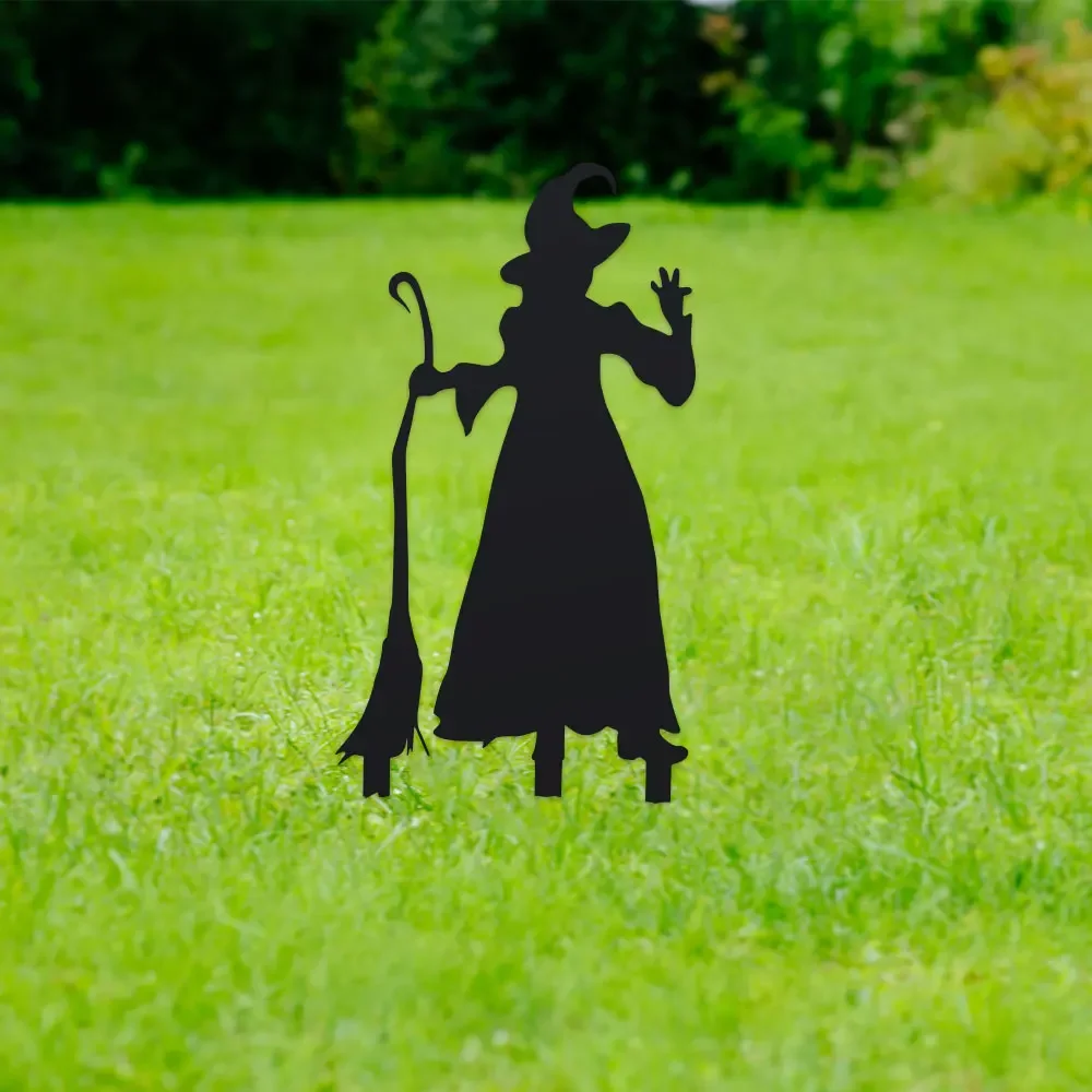 Halloween Decor, Suitable for Outdoor Lawn, Patio, and Garden-Perfect for Garden Decor Classic Witch Silhouette Garden Stakes