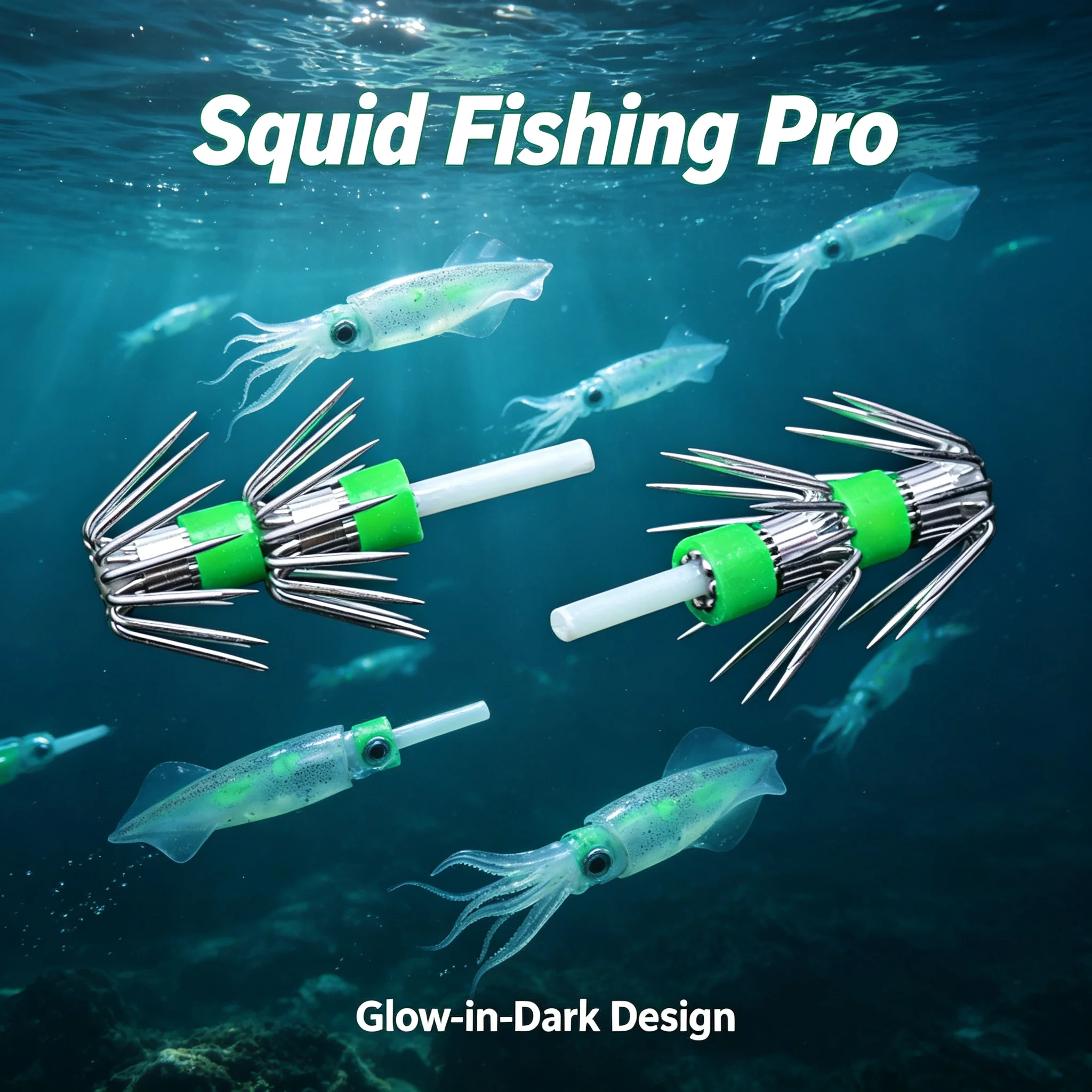 10 PCS Heavy-Duty Double Layer Stainless Steel Squid Jig Hooks Sharp Multi-Point Lure for Sea Fishing Octopus Cuttlefish Gear