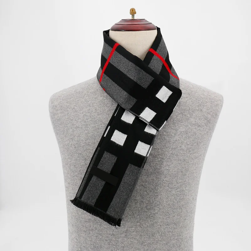 

Luxury Brand Mens Classic Warm Long Winter Scarf Men's Plaid New Winter Soft Cashmere Feel Plaid Check and Solid Scarf