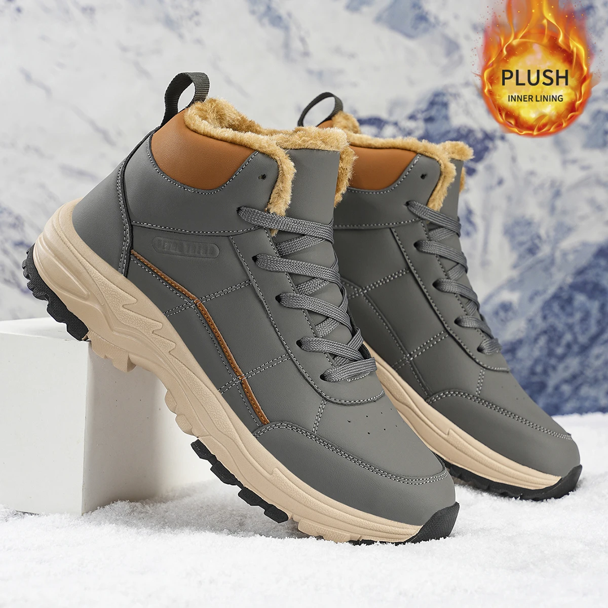 Herren-Sportschuhe in großen Größen mit Plüsch-Innenfutter, Outdoor-Wanderschuhe, bequeme, lässige, modische Trainingsschuhe für Paare – Detail 11