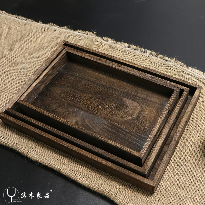 Japanese-braised Tung wood tea tray fruit plate dessert plate dinner plate cafe fruit plate photograph solid wood plate