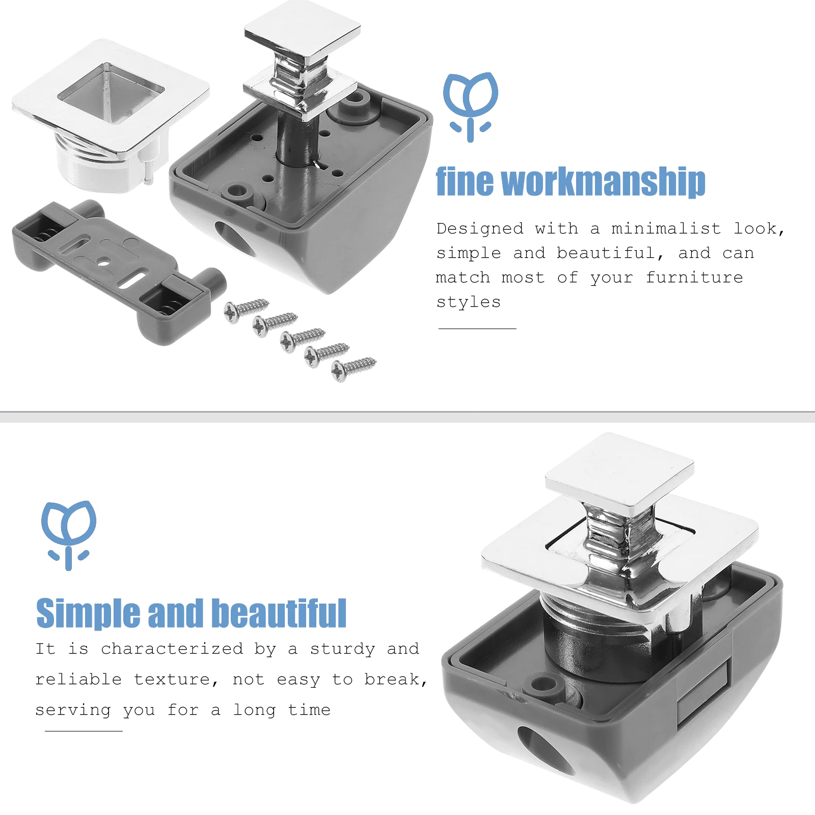 

RV H Lock Cabinet Latch Deadbolt Push Button Keyless Zinc Alloy Nylon Minimalist Simple Sturdy Reliable Long Service Cupboard