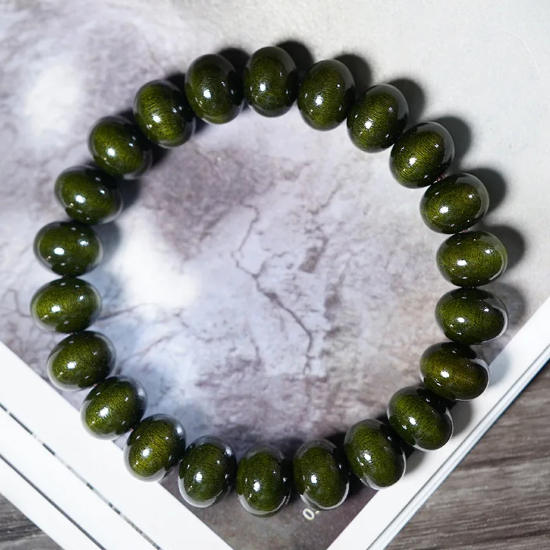 

Натуральный кошачий глаз, золотые бусины Фиби, счеты, браслет с одной петлей, гладкие четки, коллекционный идеальный праздничный подарок