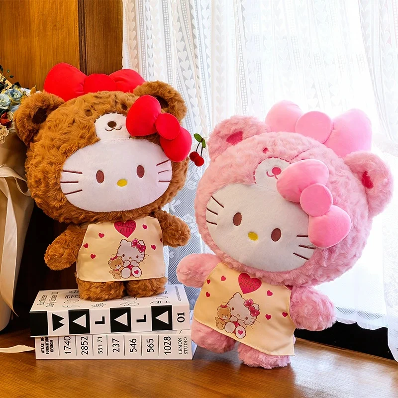 

40CM Anime Hello Kitty Cartoon Plush Doll PP Cotton Stuffed Doll Kawaii Pillow Ornament Decoration Holiday Gift