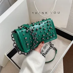 bags for women 2022 new luxury handbags bolso replica Fashion Retro Female Shoulder Bag Messenger bag Rivet chain square bag