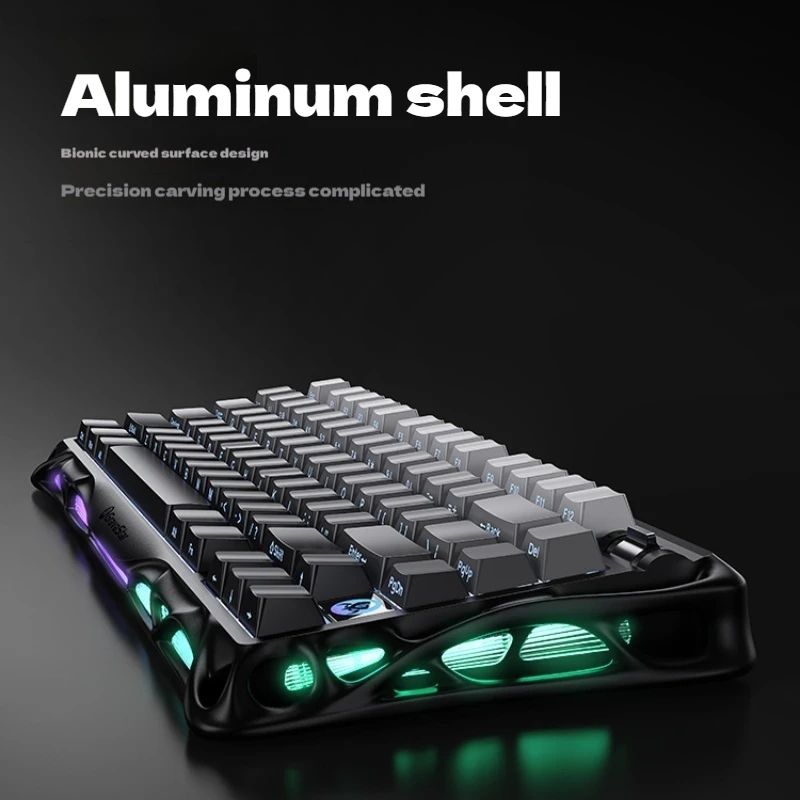 Gravastar 75k1 E-Sports Mechanical Keyboard Wired Bluetooth 2.4g Aluminum Alloy Shell Full Of Texture Ergonomics Gaming Keyboard