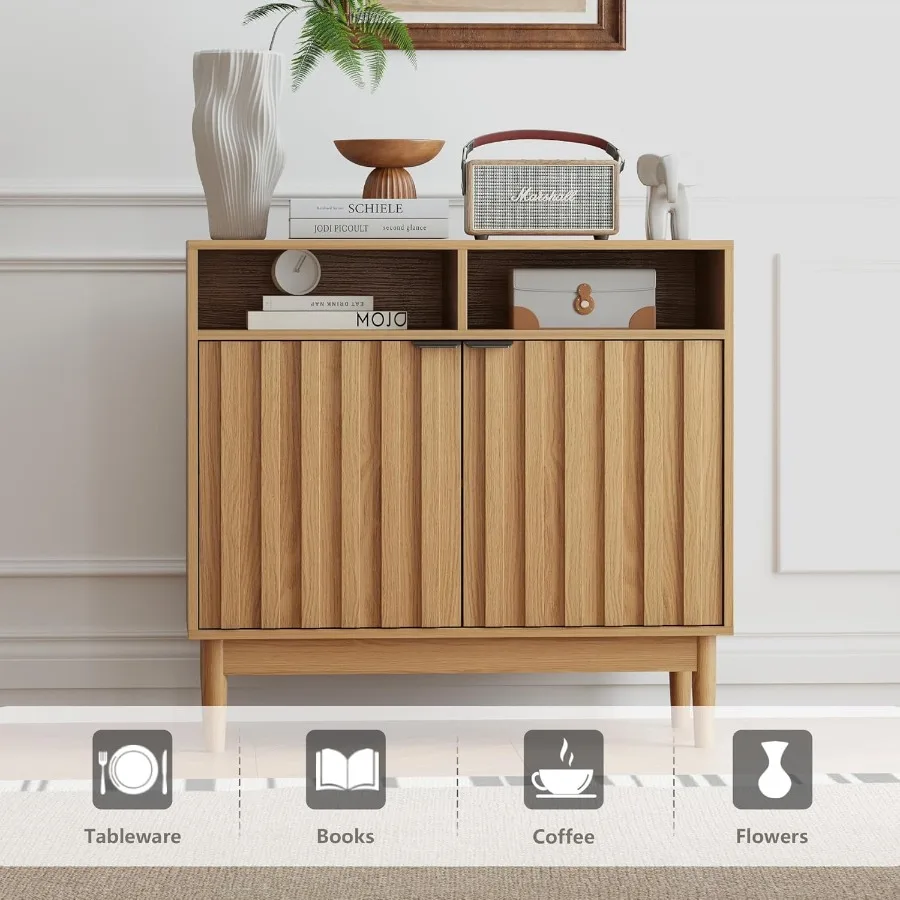 خزانة بوفيه مع خزانة تخزين مخددة، خزانة جانبية مع أرفف قابلة للتعديل، 35 خزانة تخزين بوفيه مطبخ كبيرة مع #3