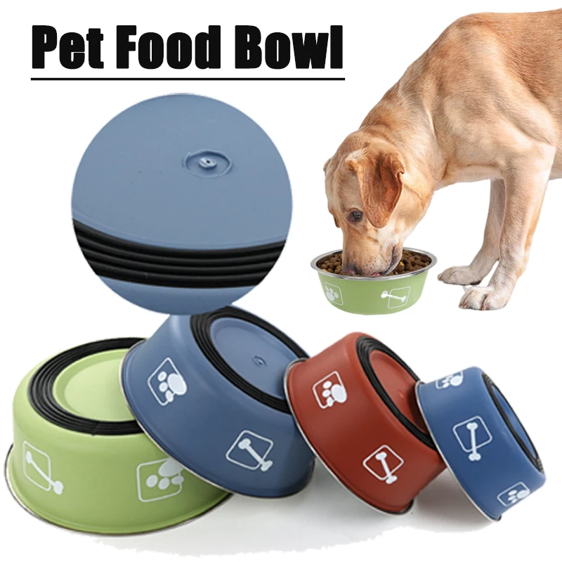 Durable Pet Food Bowl Stainless Steel Double-layer Thickened Anti-slip Water Pet Feeder Water Basin Universal for Cats and Dogs