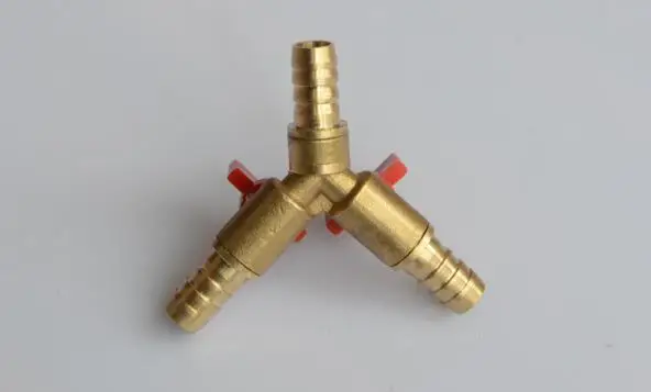 1pc Y Type Equal Hose Barbs Three Forks 8mm 10mm Connection Brass Coal Liquid Gas Ball Valve Plumbing Fittings Plastic Handle