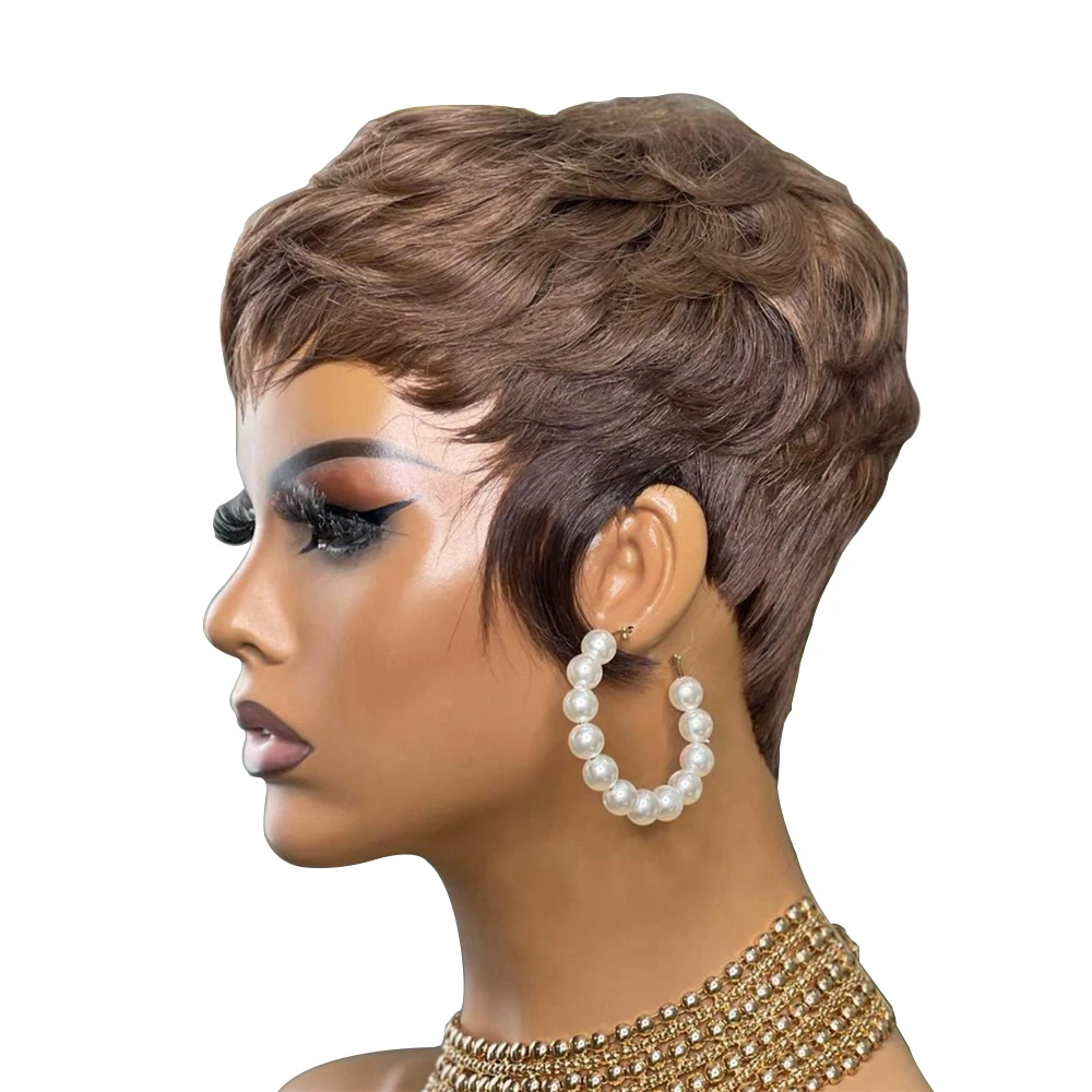 Short Pixie Cut Wigs Human Hair Wigs For Black Women Brazilian Remy Hair Full Machine Made Wigs Hair Styles For Women Bob Wigs