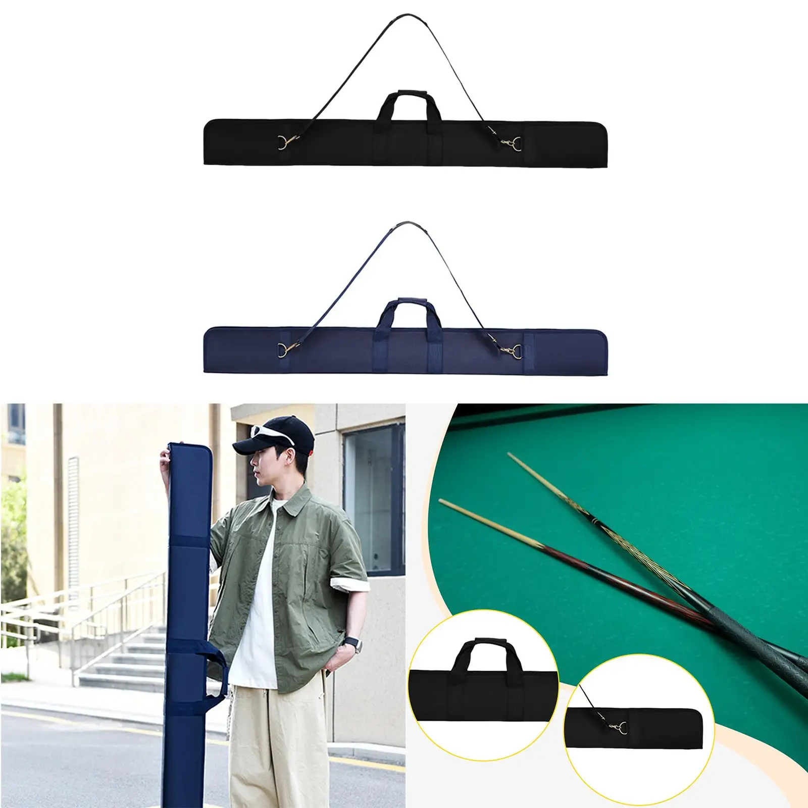 

Защитный чехол для переноски с кием для снукера 3/4, устойчивый к царапинам, легкий, для хранения с 2 стержнями