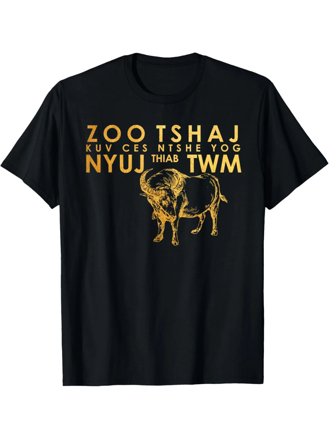 Hmong Handsome Or Beautiful T Shirt Cow And Water Buffalo T-Shirt, Fashionable Cotton Top Short Sleeve, Street Style Short T-Shi