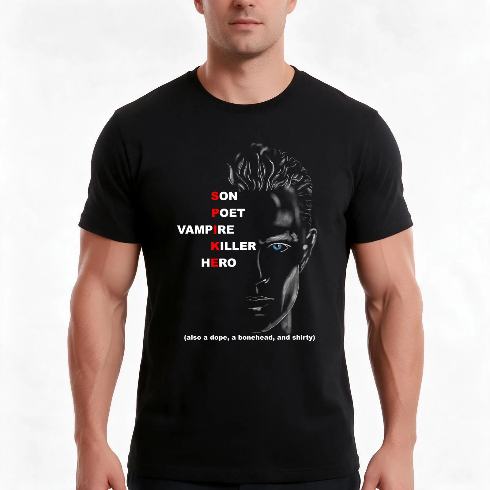 William the Bloody in white T-Shirt, Summer Casual Cotton Tee, Oversized Streetwear Tops, Vintage Graphic Print, 100% Cotton
