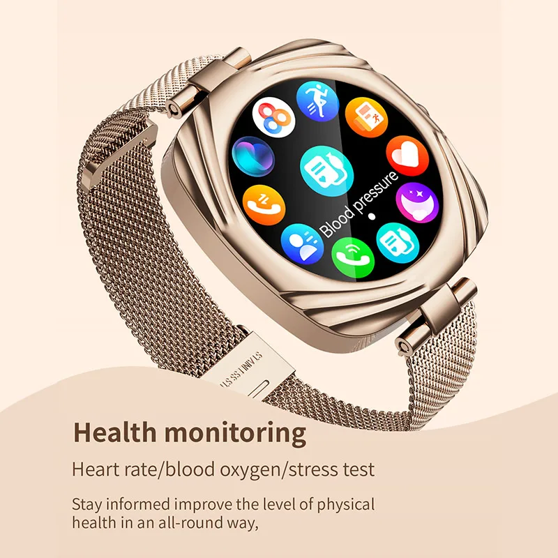 AMOLED Smartwatch reloj inteligente 2025 mujeres elegante diamante Fitness NFC Aiweile AW5 deporte negocios Bluetooth llamada para Android IOS