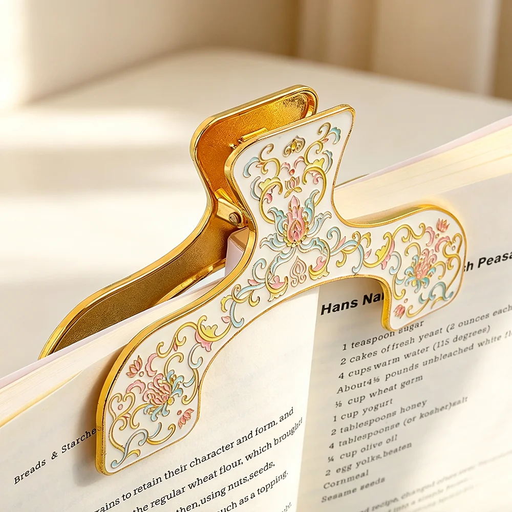 Metall-Buchclip Lesezeichen Blumendesign Seitenhalter Vintage Dekorativer Büroklammer Lesezubehör Geschenk für Buchliebhaber – Detail 1