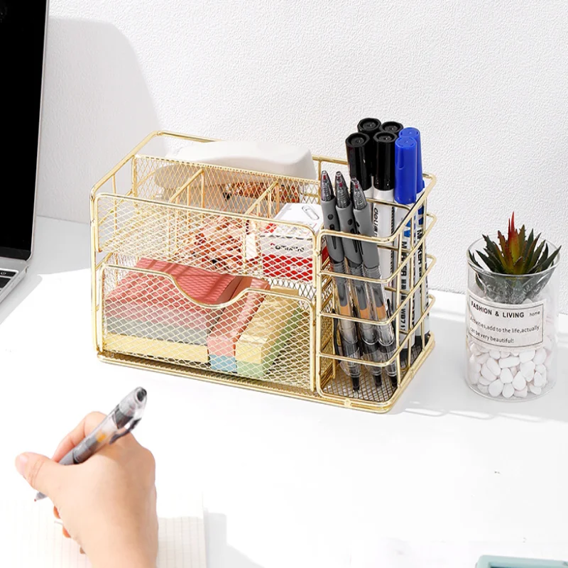 Space-Saving Nordic 3-Tier Metal Drawer Organizer for Office, Stationery, Cosmetics & Files - Stylish Storage Box