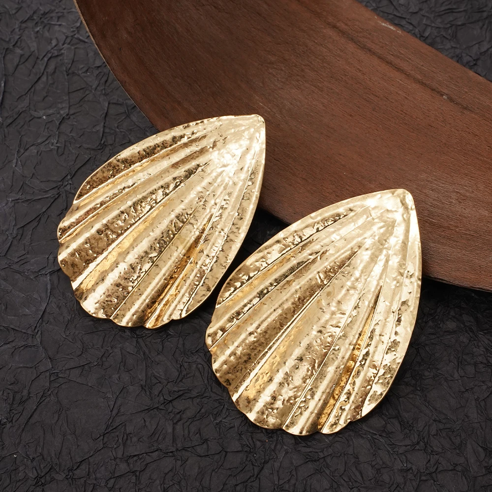 Orecchini a bottone sottili a forma di ventaglio in acciaio inossidabile Gioielli geometrici esagerati per l'uso quotidiano o regali per le donne