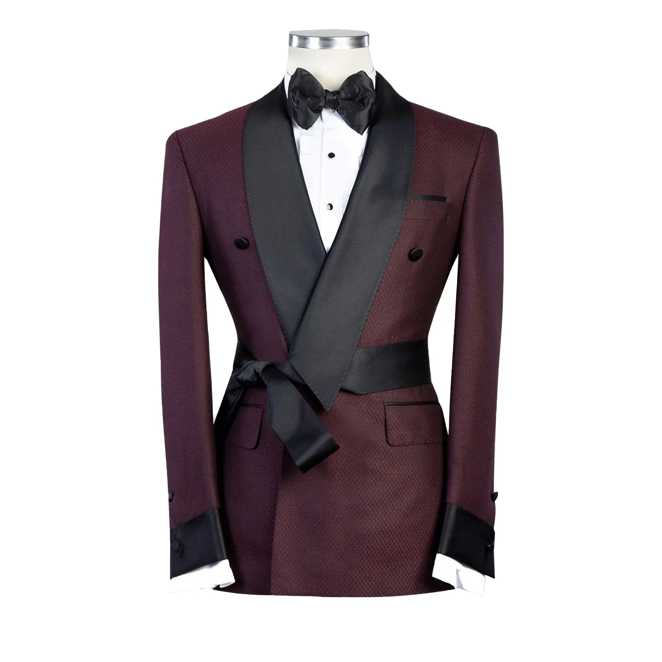 Red Latest Classic Mens Suit Double Breasted Tailor-Made Black Collar One-Pieces Jacket Designer Formal Occasion Costume Made