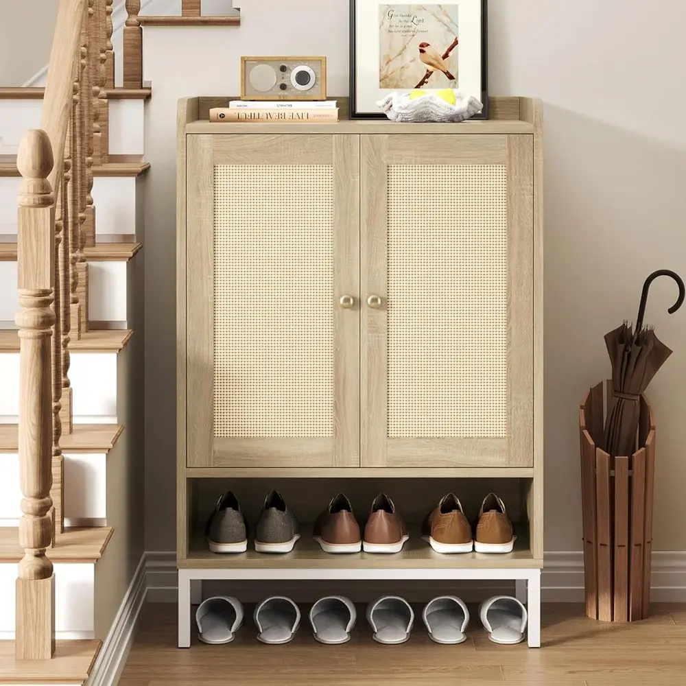 خزانة أحذية قابلة للتعديل مكونة من 5 طبقات لـ 20 زوجًا - لمسة نهائية طبيعية