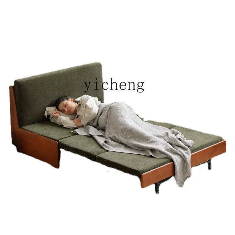 

Xl Sofa Bed Foldable Cherrywood Dual-Use Retro Pull-out Telescopic Bed Double