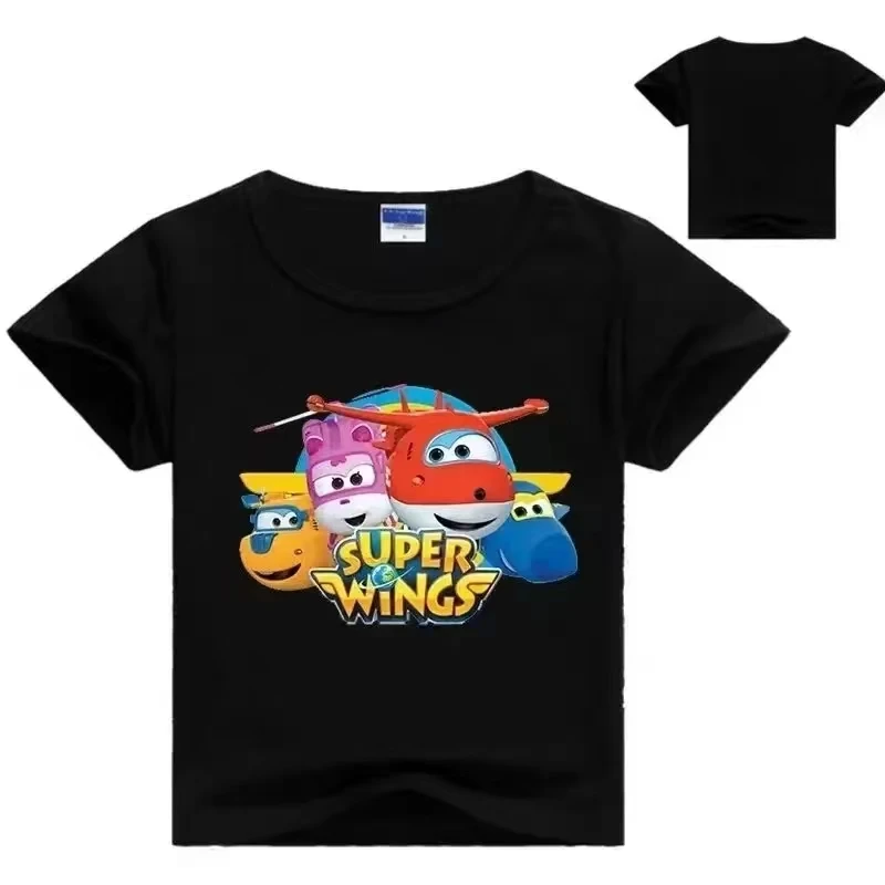 Boys T Shirt Summer Super Wings Cotton T-shirt Kids Funny Harajuku Fashion Short Sleeve Top Boys&Girls Tee Tops 4-12 Years