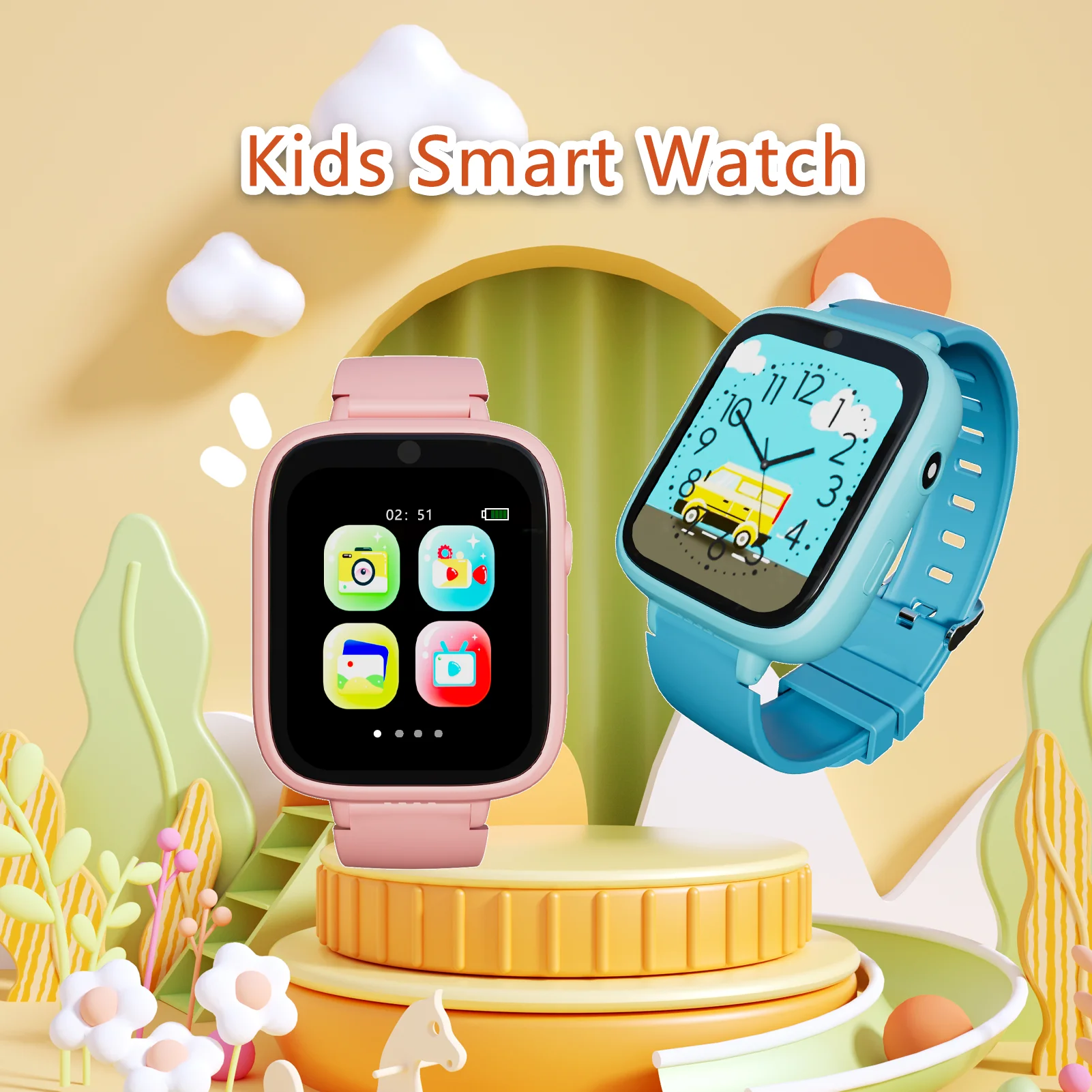 Montre intelligente pour enfants, avec 5 jeux, écran tactile, caméra de calendrier, lecteur de musique, affichage de l'heure, jouets d'enregistrement vidéo et Audio