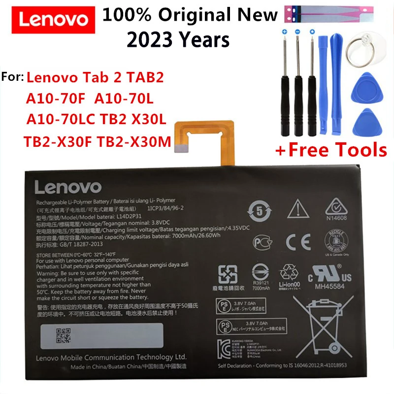 

New original L14D2P31 7000mAh Battery For Lenovo Tab 2 TAB2 A10-70F A10-70L A10-70LC TB2 X30L TB2-X30F TB2-X30M Batterij