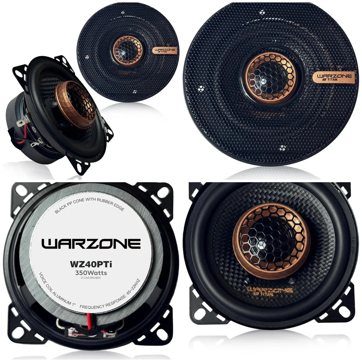 

2X WZ40PTi 4-Inch Super Coaxial Speakers, 4 Ohm, 350W Max, 80W RMS, 90dB, Ferrite Magnet & PEI Dome