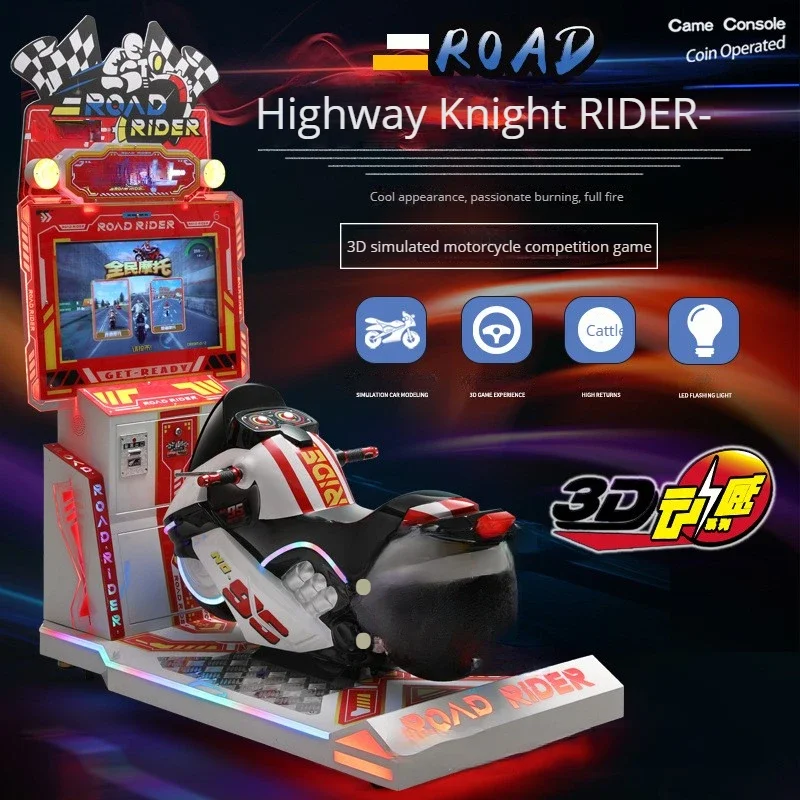 Coin operated road riders motorcycles commercial amusement parks children small video game consoles