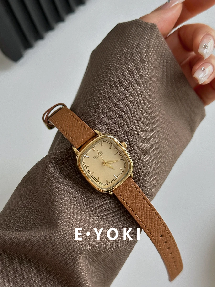 Korean style pumpkin color small square watch for women luxury women's high-end quartz watch for women gift for women