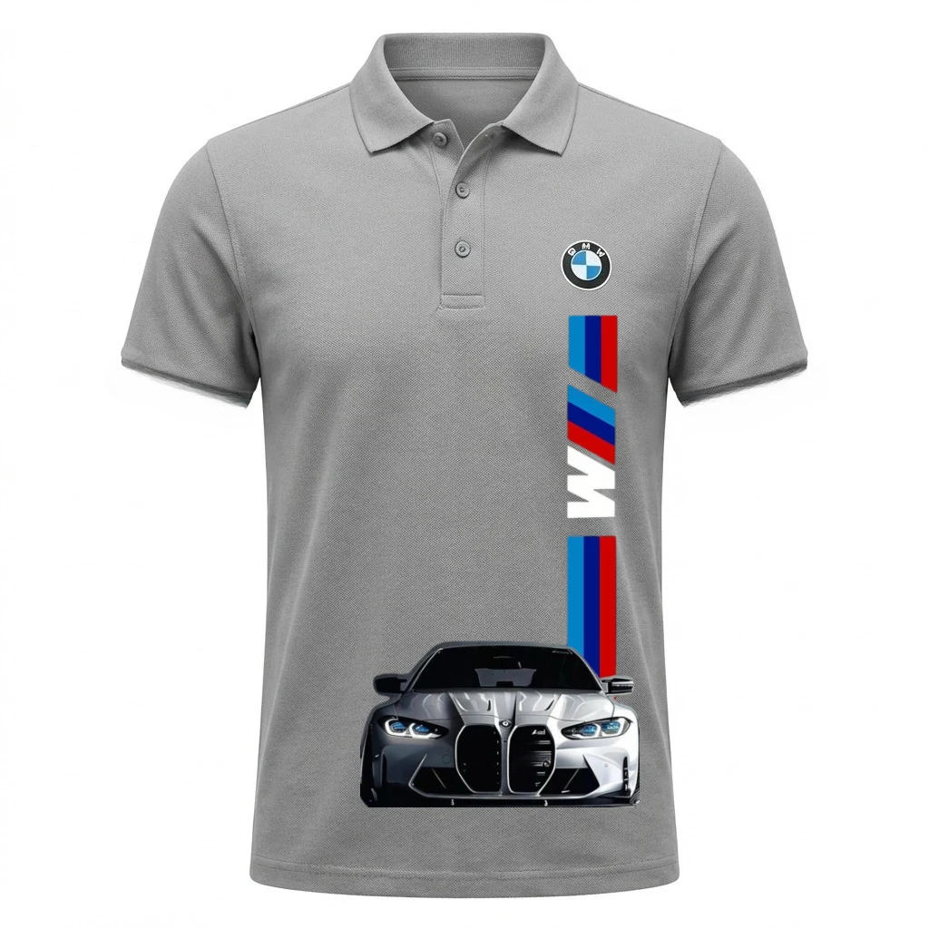 BMW Power Polo Shirt for Men Classic Logo Print 2026 Summer Breathable Short Sleeve Collared Tops for Casual Daily Golf Outfits - Image 2