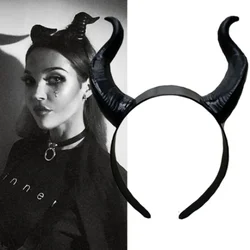 Halloween Black  Maleficent Witch Horns Headband Headgear Party Black Queen Headwear Party Costume Props