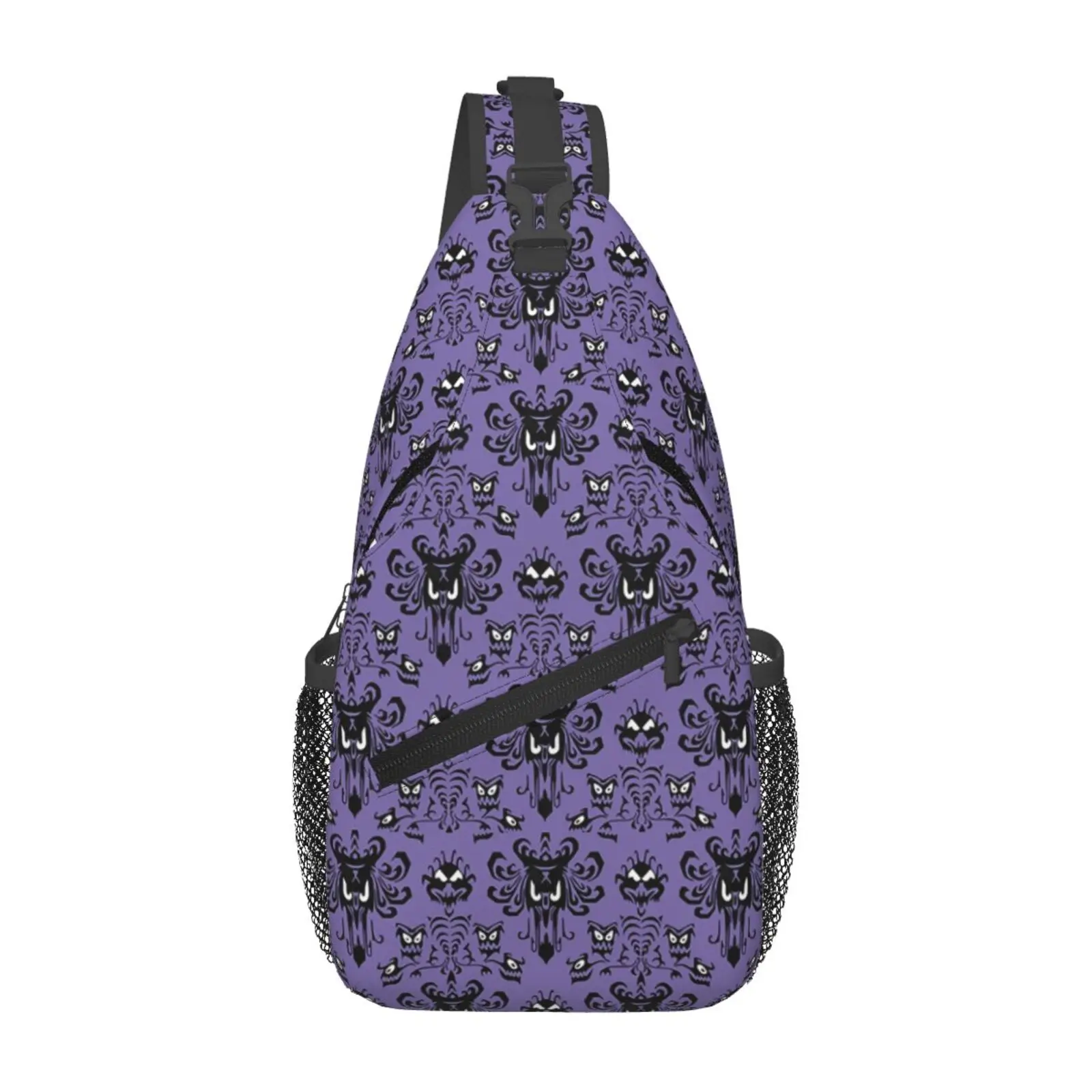 Haunted Mansion Pattern Print Outdoor Sling Backpack Crossbody Chest Bag Daypack for Hiking Travel Unisex Chest Bag Daypack
