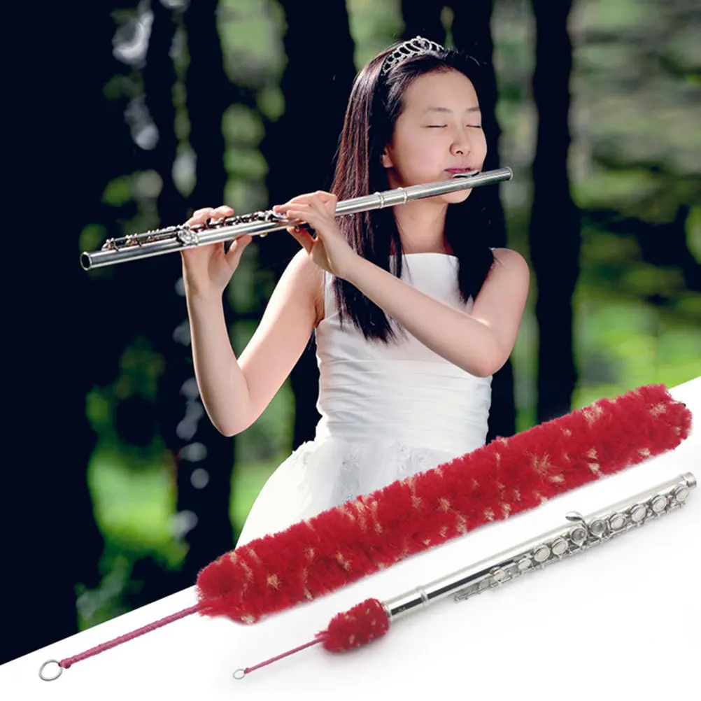 

1pc Flute Cleaning Brush Red Portable Design For Inside Tube Maintenance Encryption Nylon Bristles Non-Slip Handle Easy To Use