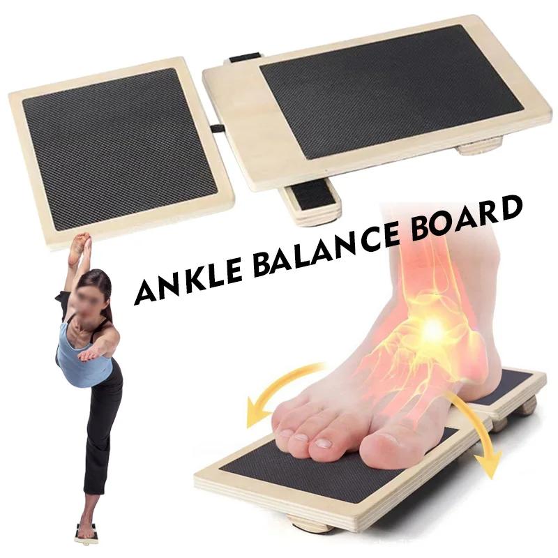 Single Leg Balance Board Wooden Foot Strengthener Trainer Anti Slip Wobble Board for Sprained Ankle Stability Exercises Posture