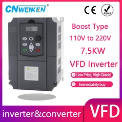 5.5kw 7.5kw 110V to 220V VFD AC Frequency Inverter Single Phase Input 3 Phase Output Drives Frequency Converter