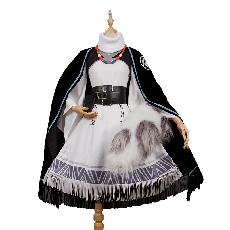 Game Arknights Pramanix Cosplay Costume Lolita Anime Cool Cos Uniform Halloween Dress Ear+Tail H halloween costumes for women