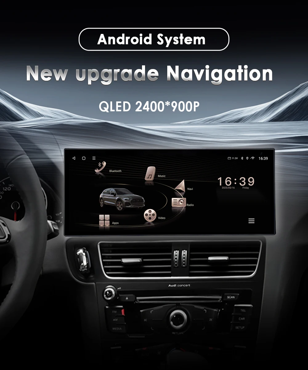 12,3-Zoll Android 16 Autoradio für Audi A6 A6L A7 C7 2012-2018, Multimedia CarPlay 4G WIFI DSP Stereo GPS-Navigation QLED Touchscreen – Detail 3