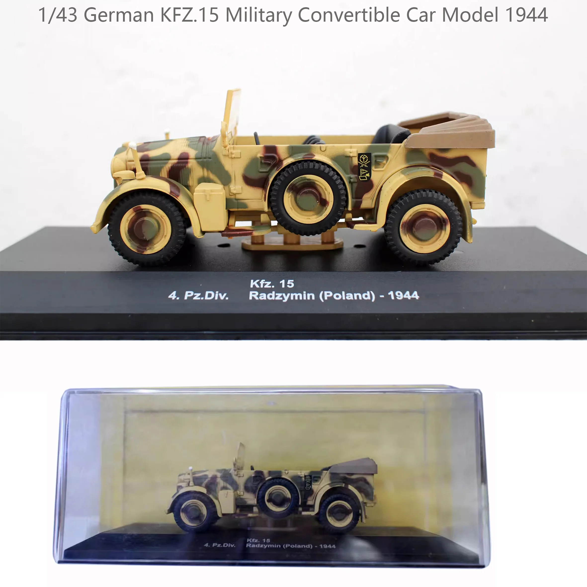 1/43 German KFZ.15 Military Convertible Car Model 1944  Alloy Collection Model