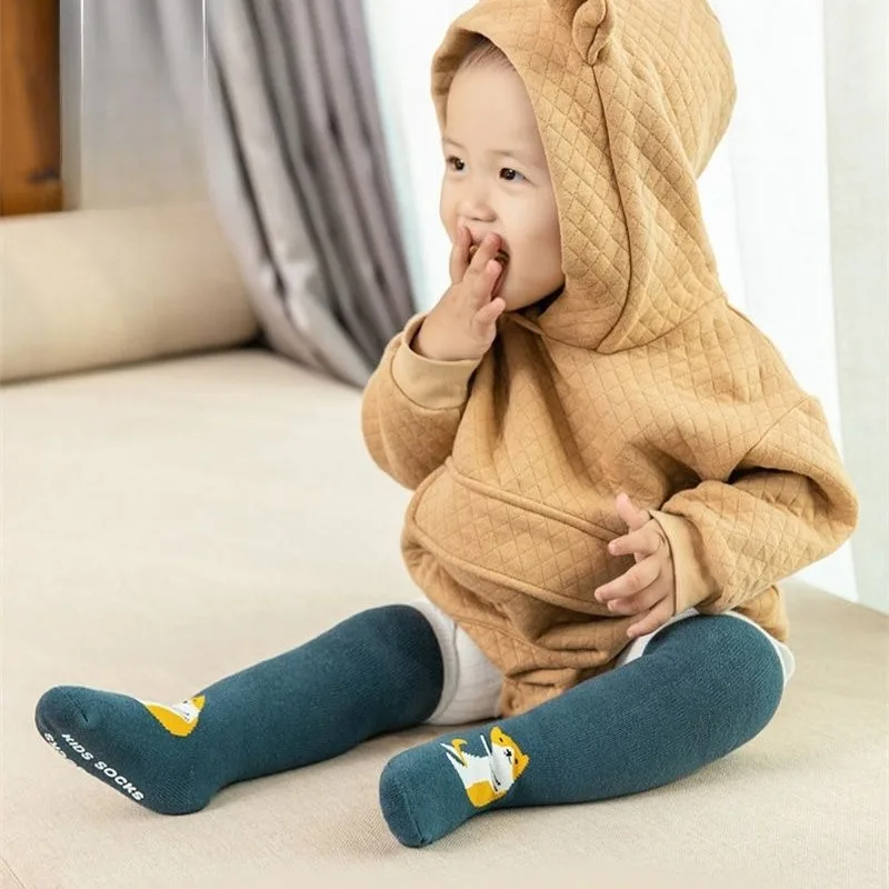 Calcetines Largos por Encima de la Rodilla para Bebé, 100% Algodón, Gruesos, Cálidos, Antideslizantes, Sin Compresión, para Otoño e Invierno, para Bebés y Niños Pequeños