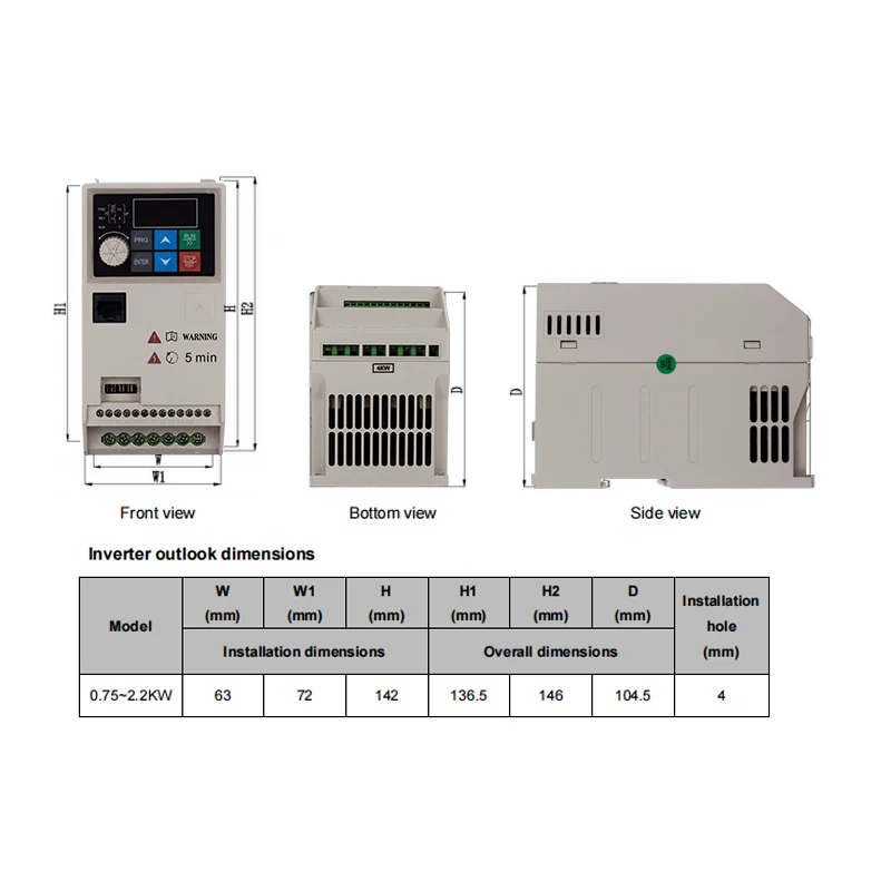 Imagem -05 - Vfd 0.75 1.5 2.2 3.7 5.5kw 3hp Conversor de Unidade de Frequência Variável Econômico Velocidade do Motor Controle Vetorial Pequeno Inversor 380v