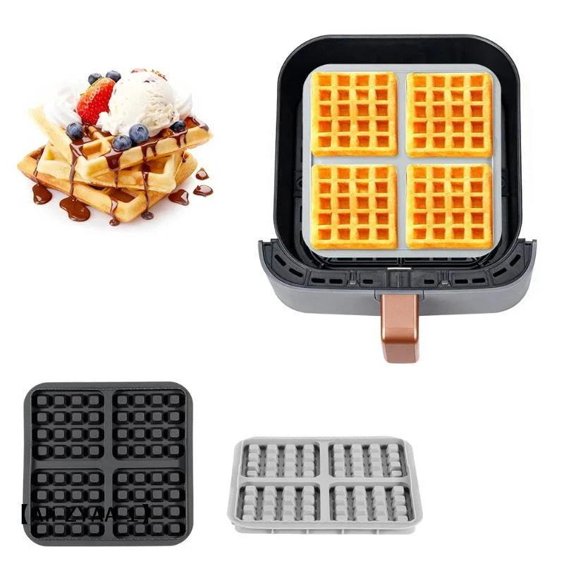 【A】Air Fryer Silicone Biscuit Mold Set Square Waffle Model Non-stick Baking Tray Compatible For Pancakes Baking Accessories