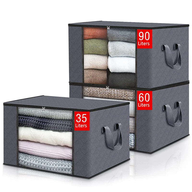 New fabric thickened non-woven fabric portable reinforced household foldable storage basket large capacity clothes quilt storage