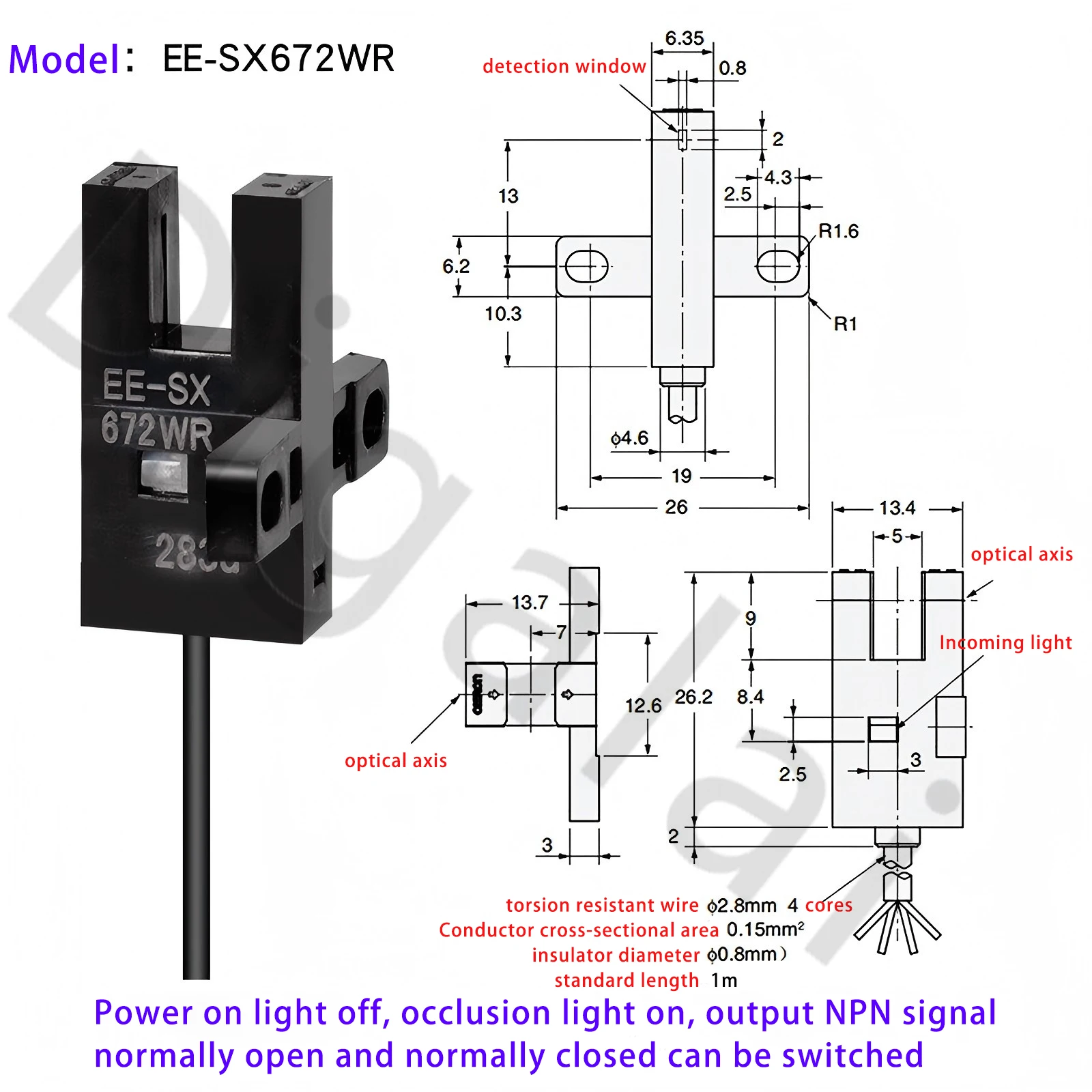 Czujnik fotoelektryczny szczelinowy EE-SX671WR EE-SX672WR EE-SX674WR 670WR 673 675WR 676WR 677WR przełącznik fotoelektryczny szczelinowy typu U — zdjęcie produktu 4