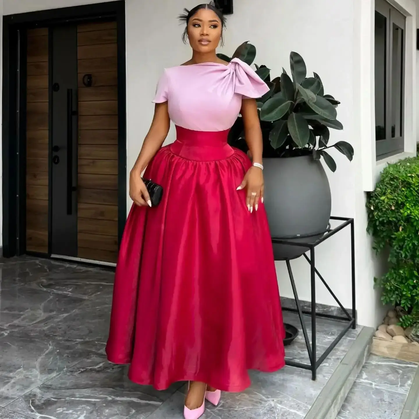 2026 Extra Puffy Satin Long Prom Gown Draped Taffeta Formal Party Dress Celebrity Style Africa Fashion Hot Sale